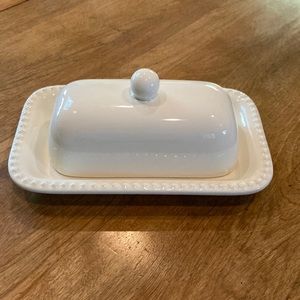 Pottery Barn Emma beaded butter dish ivory